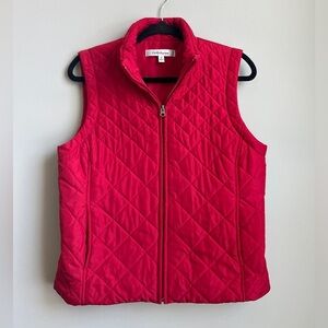 Croft and barrow women’s red zip up quilted insulated winter vest EUC